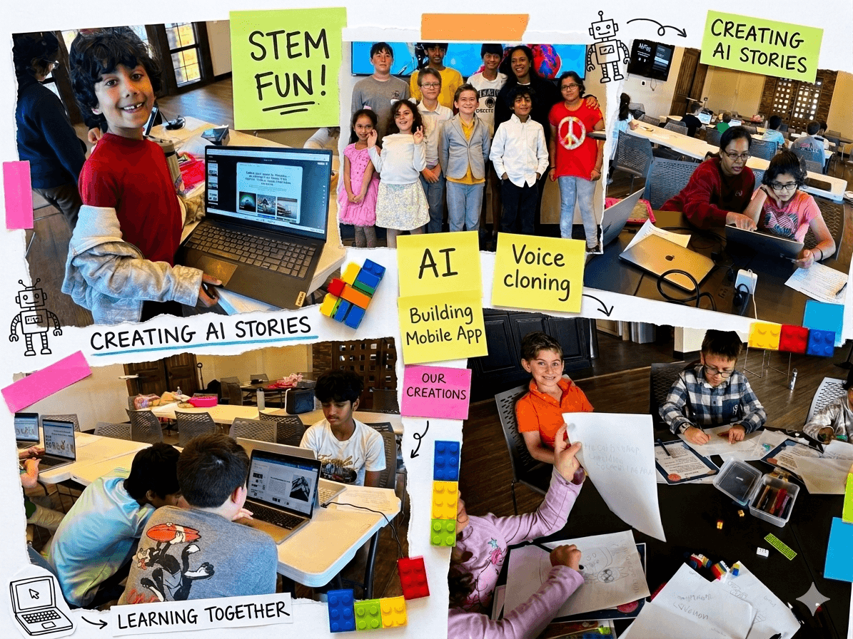 Kids learning AI and building creative projects at Kreators Lab summer camp in Austin, Texas
